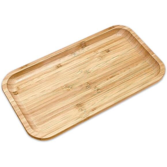 Bamboo Serving Tray Rectangular Natural Minimalist Coffee Tea Food Kitchen Decor - Picture 1 of 8